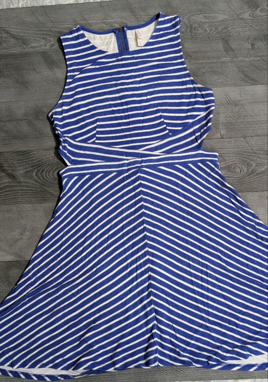 Xhilaration Blue and White Striped Sleeveless Fit & Flare Dress Size Medium